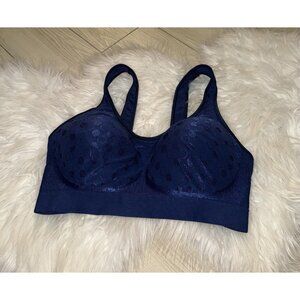 Bali 3488 Comfort Revolution Bra Wire Free Seamless Floral Womens XL XLarge Blue